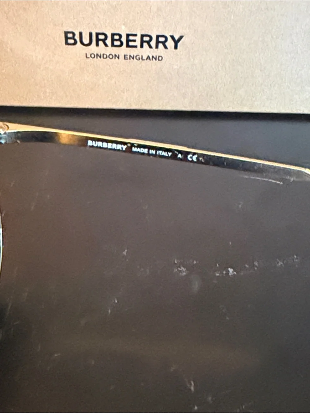 Burberry Gold Aviator Sunglasses with Black Lenses